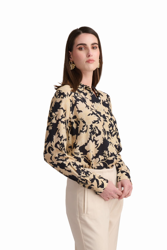 Elegant Botanical Print Shirt