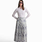 Blue Toile Tiered Maxi Skirt