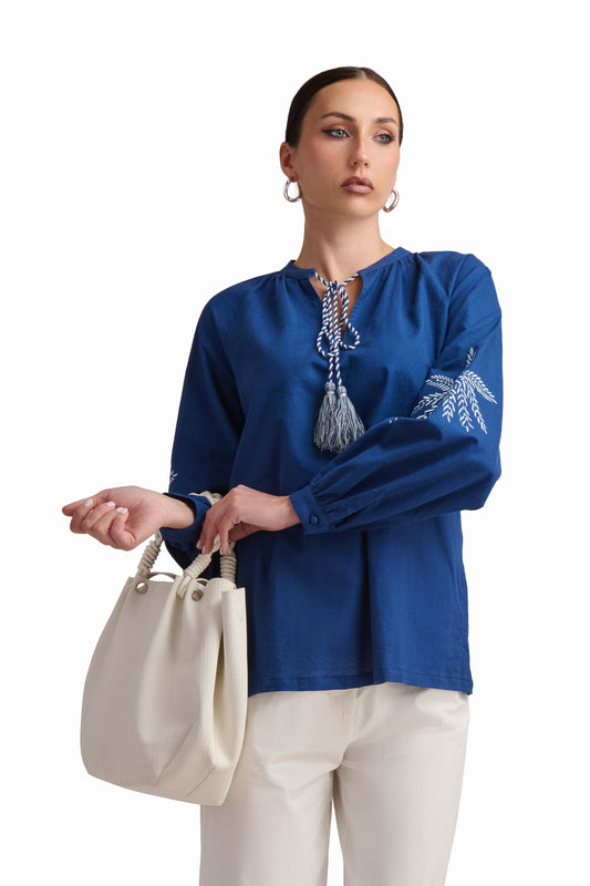 Blue Breeze Embroidered Shirt