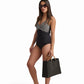 Striped Twist-Front One-Piece Swimsuit