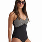 Striped Twist-Front One-Piece Swimsuit
