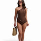 One-Shoulder Swimsuit with Statement Ring