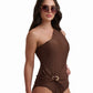 One-Shoulder Swimsuit with Statement Ring