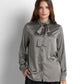 Bow-Neck Satin Shirt - Taupe Grey