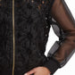 Black Floral Textured Zip Jacket