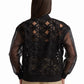 Black Floral Textured Zip Jacket