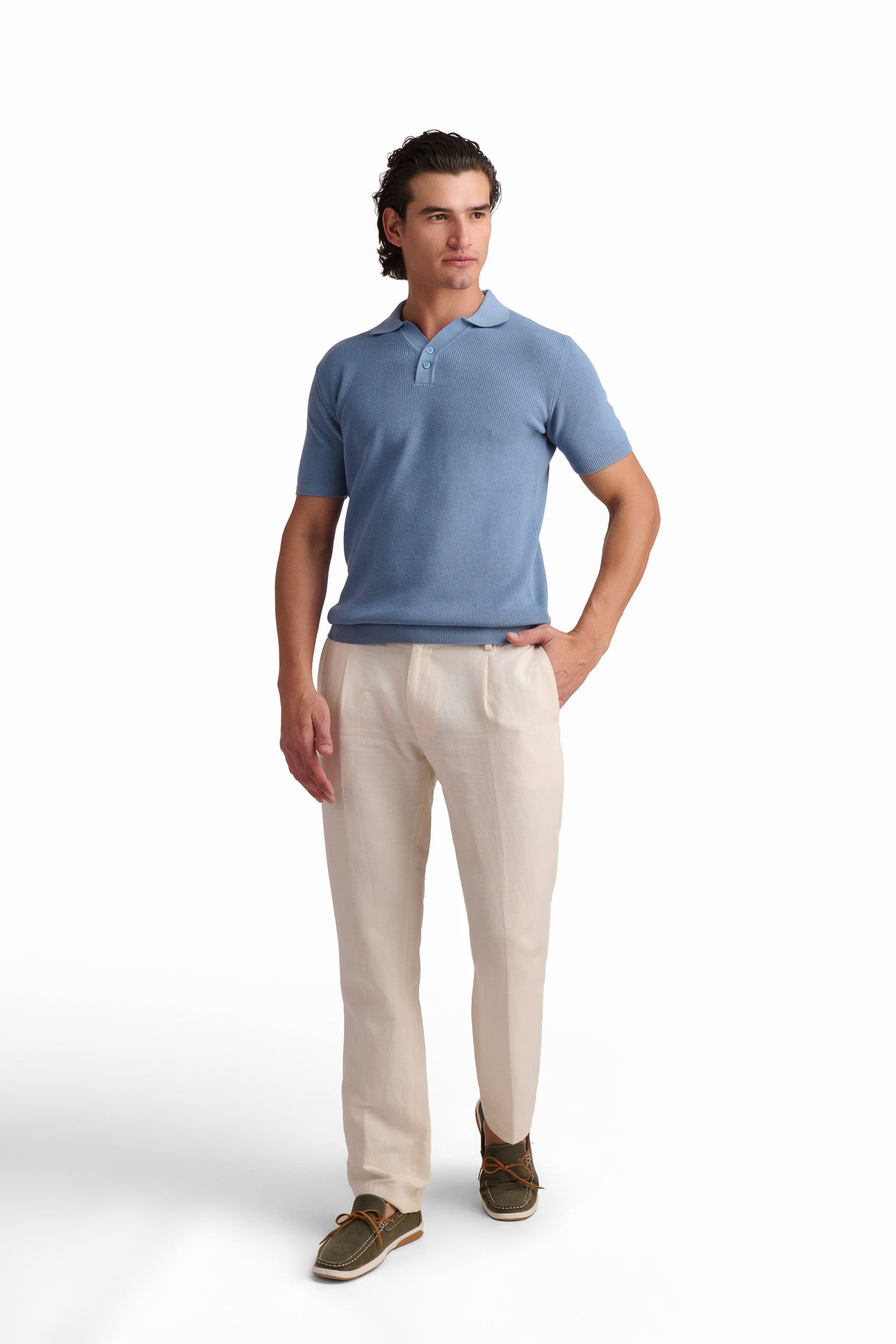 Men’s Light Blue Textured Polo Shirt