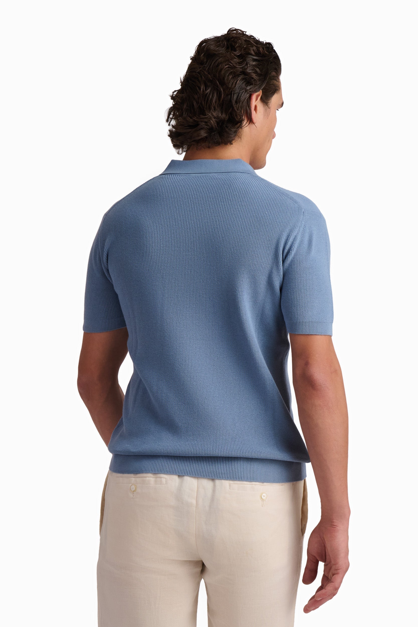 Men’s Light Blue Textured Polo Shirt