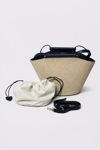Natural Texture Structured Bag with Black Details