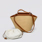 Natural Texture Shoulder Bag with Brown Leather Details