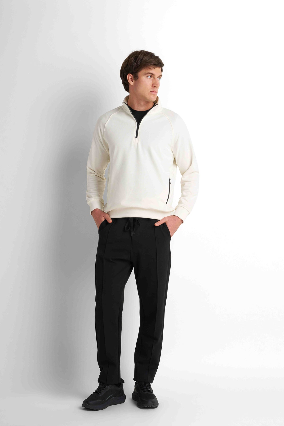 Half-Zip Knit Sweatshirt - Off White