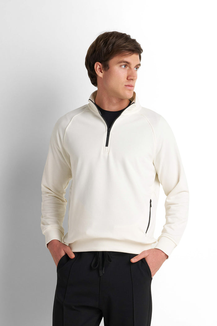 Half-Zip Knit Sweatshirt - Off White