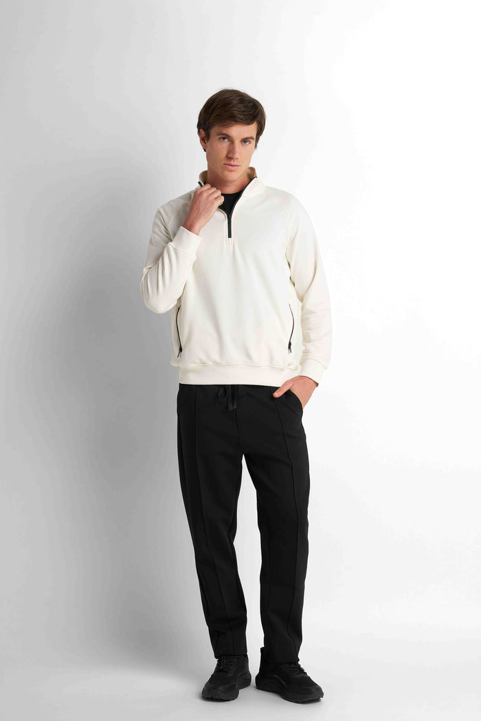Half-Zip Knit Sweatshirt - Off White