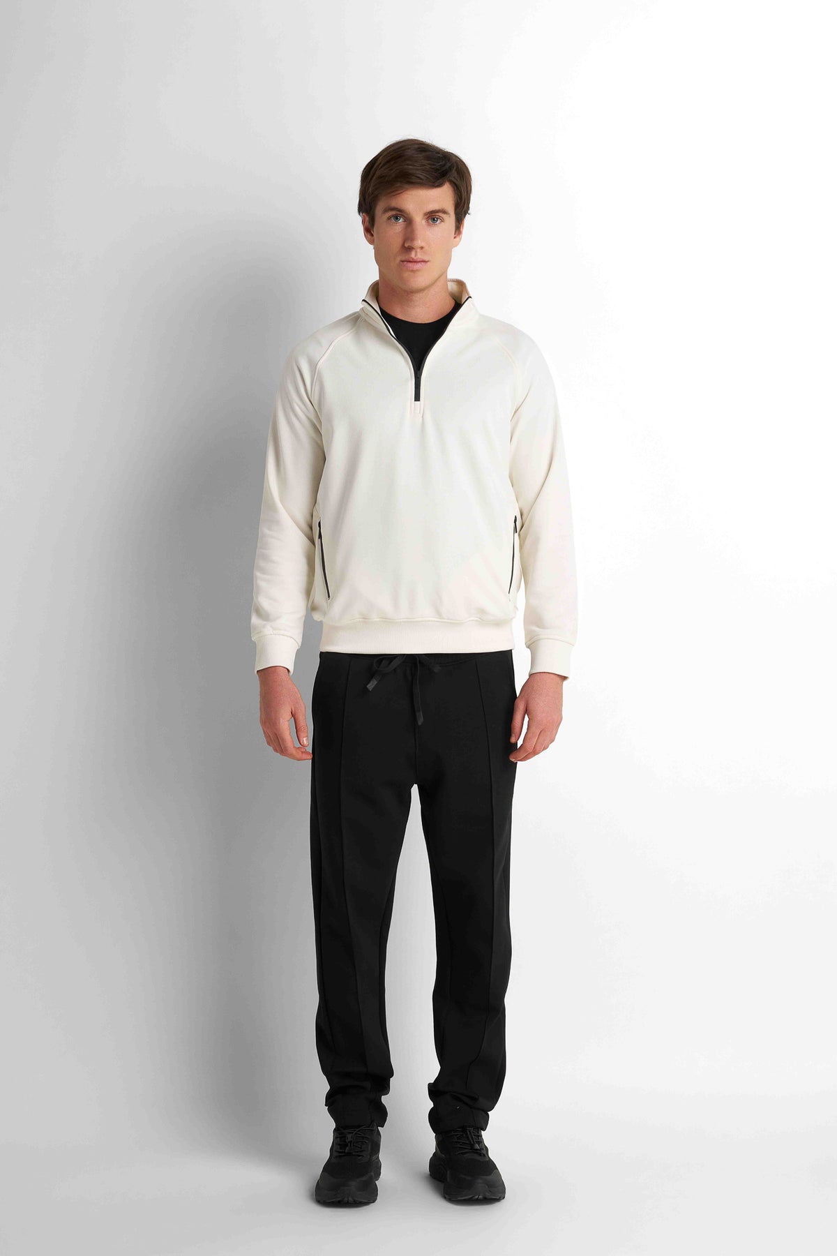 Half-Zip Knit Sweatshirt - Off White