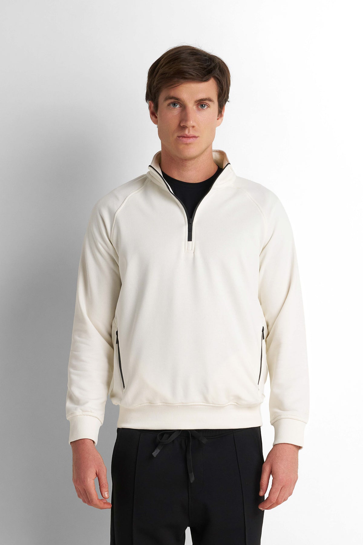 Half-Zip Knit Sweatshirt - Off White