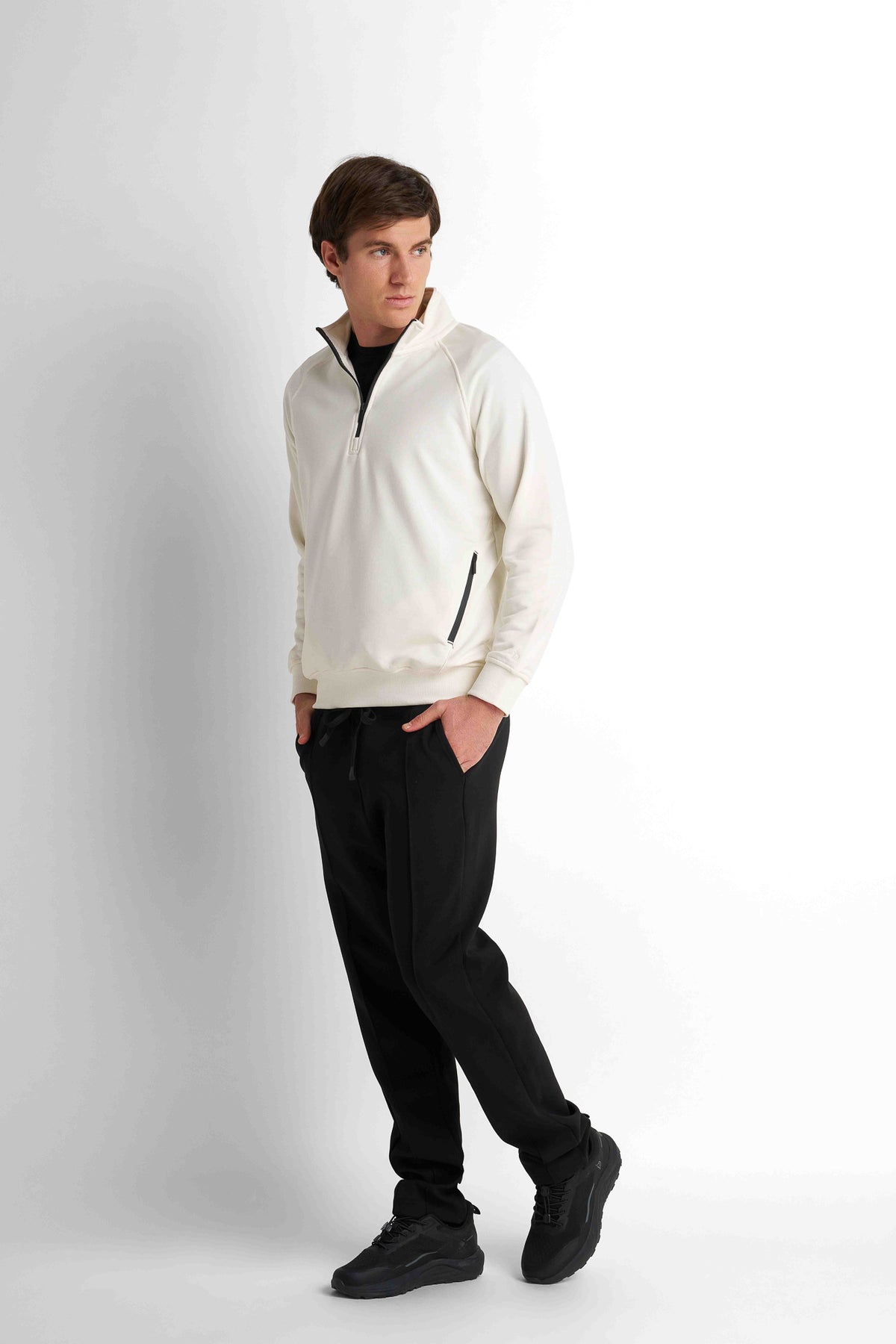 Half-Zip Knit Sweatshirt - Off White
