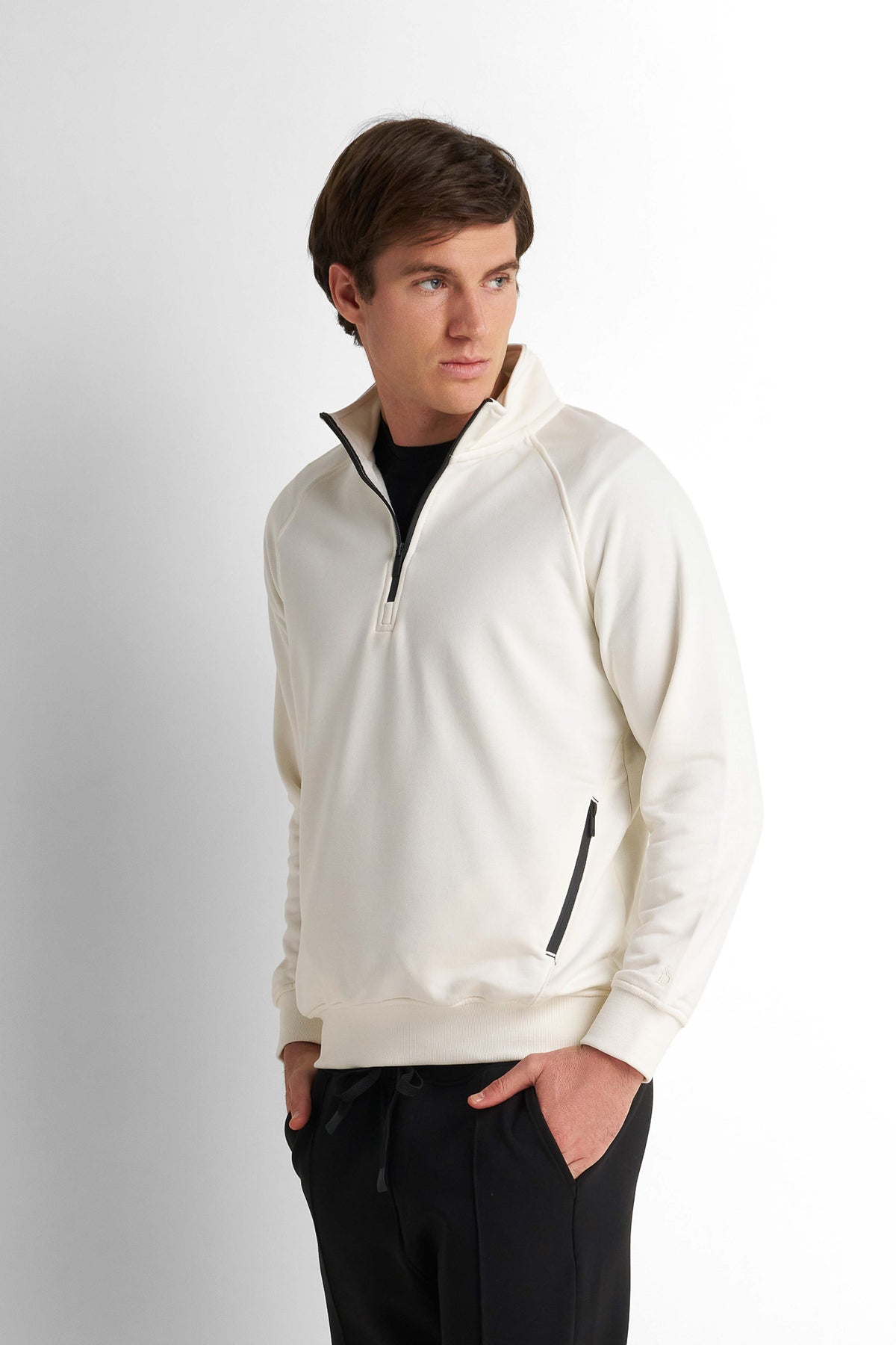 Half-Zip Knit Sweatshirt - Off White