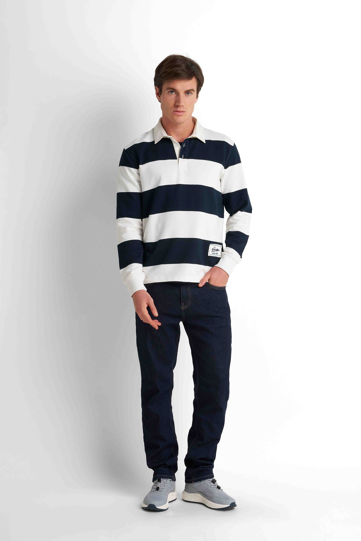 Striped Rugby Sweatshirt - Navy