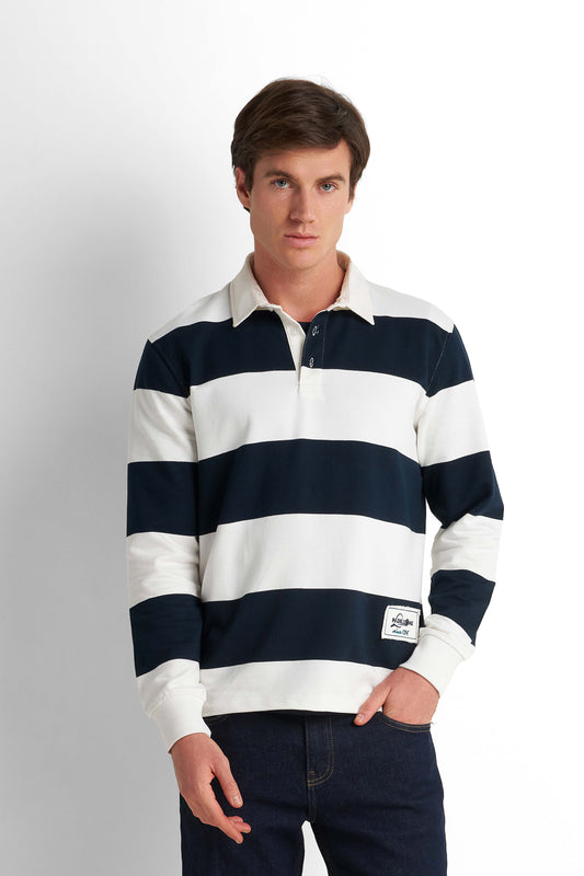 Striped Rugby Sweatshirt - Navy