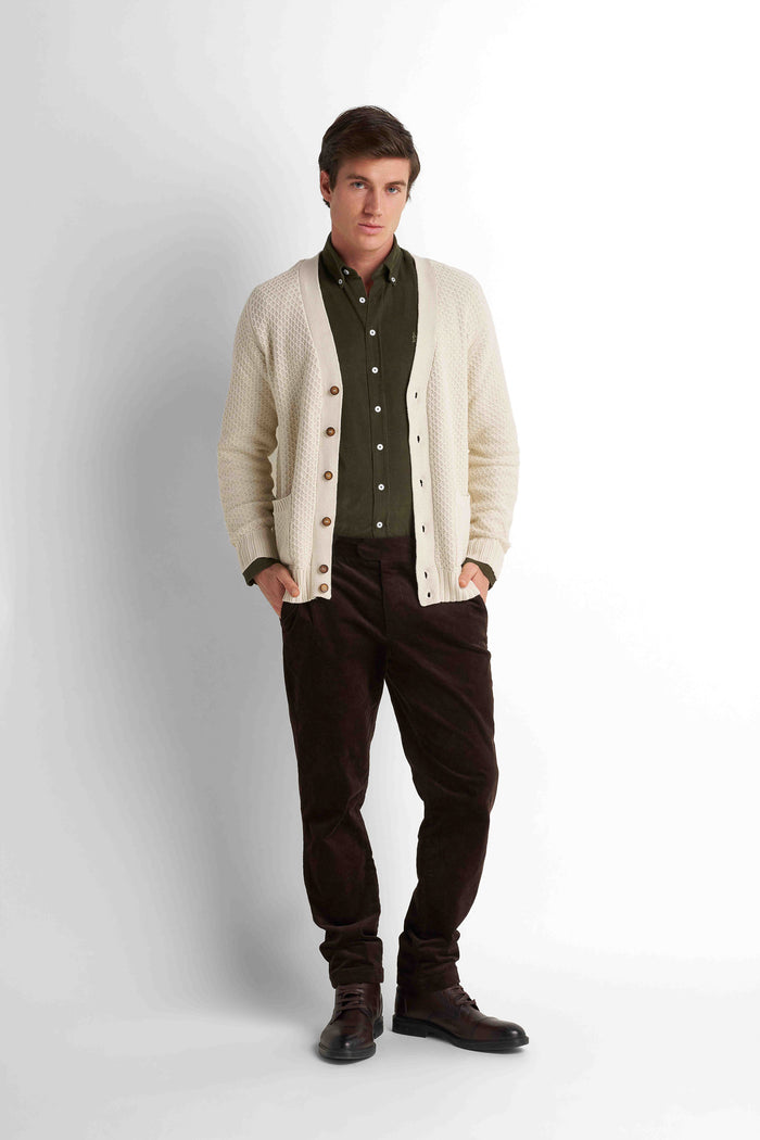 Shawl Collar Knit Cardigan - Light Beige