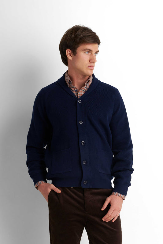 Button-Up Knit Cardigan - Navy