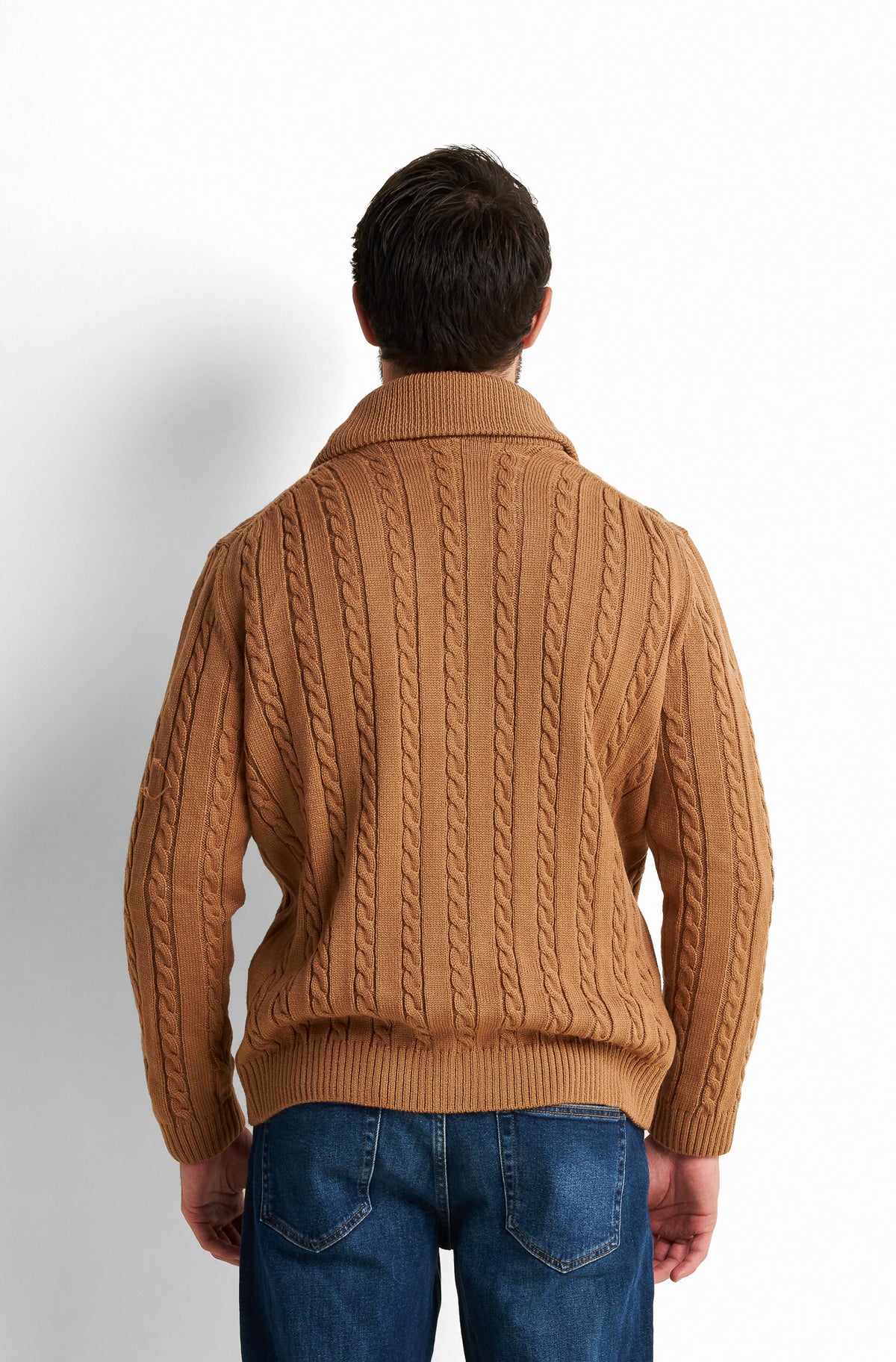 Cable-Knit Double-Breasted Cardigan