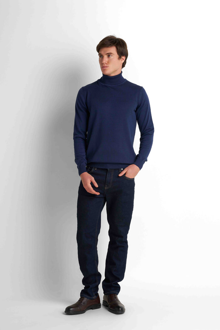 Turtleneck Knit Pullover - Navy
