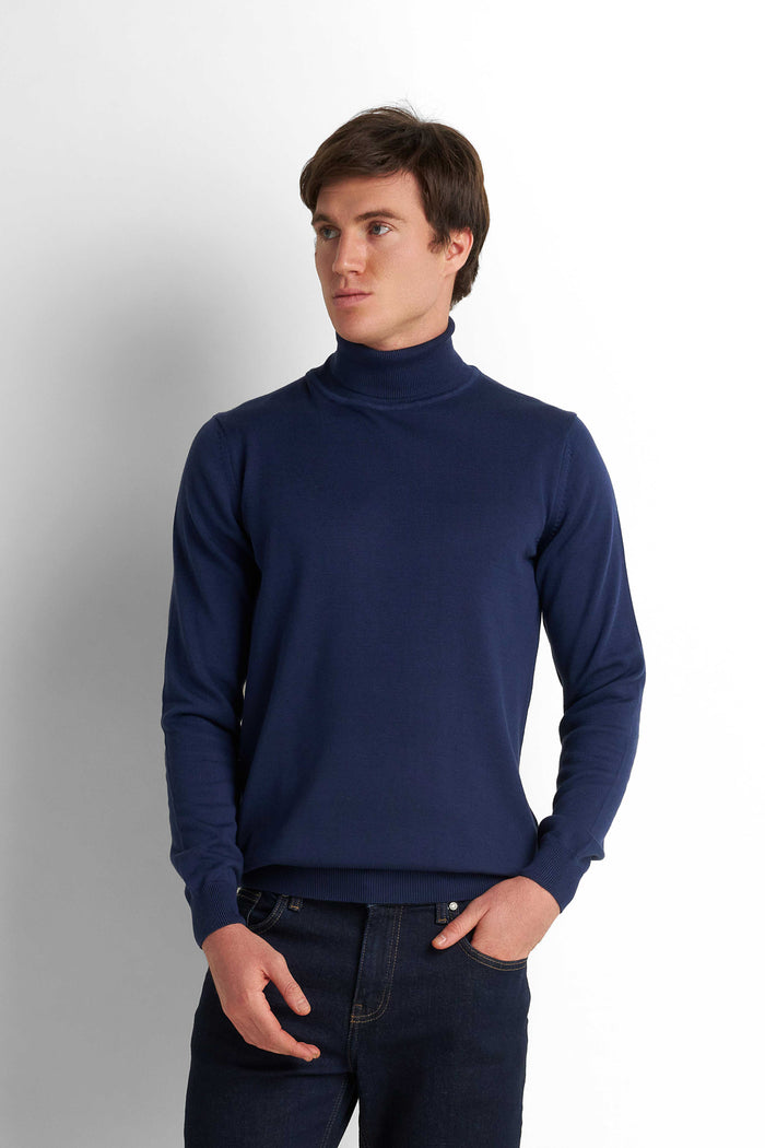 Turtleneck Knit Pullover - Navy