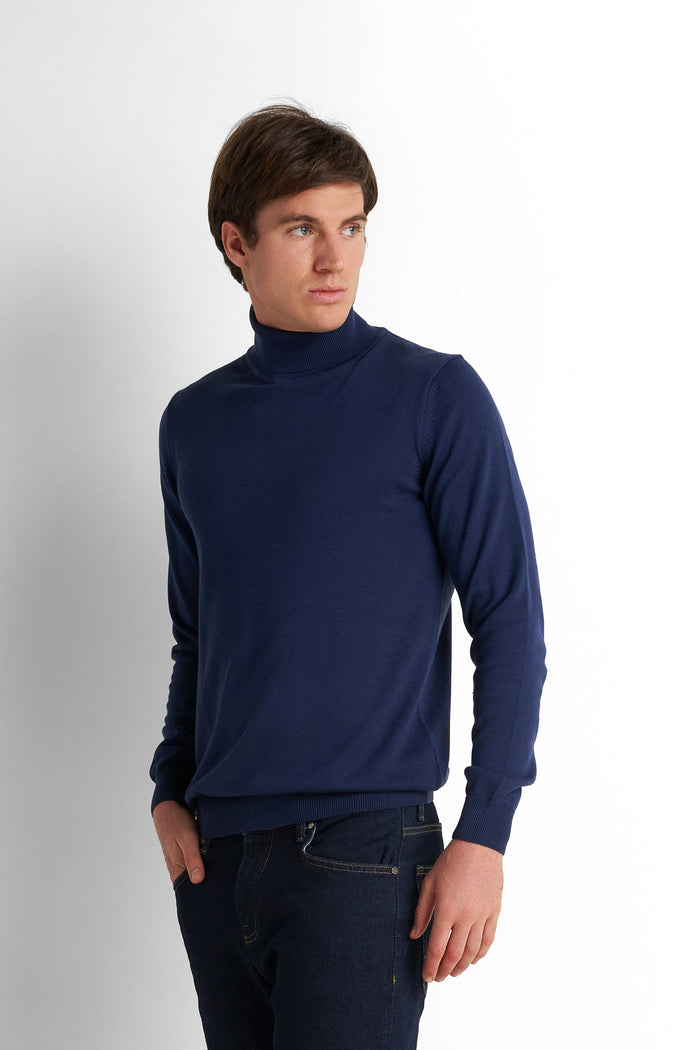 Turtleneck Knit Pullover - Navy