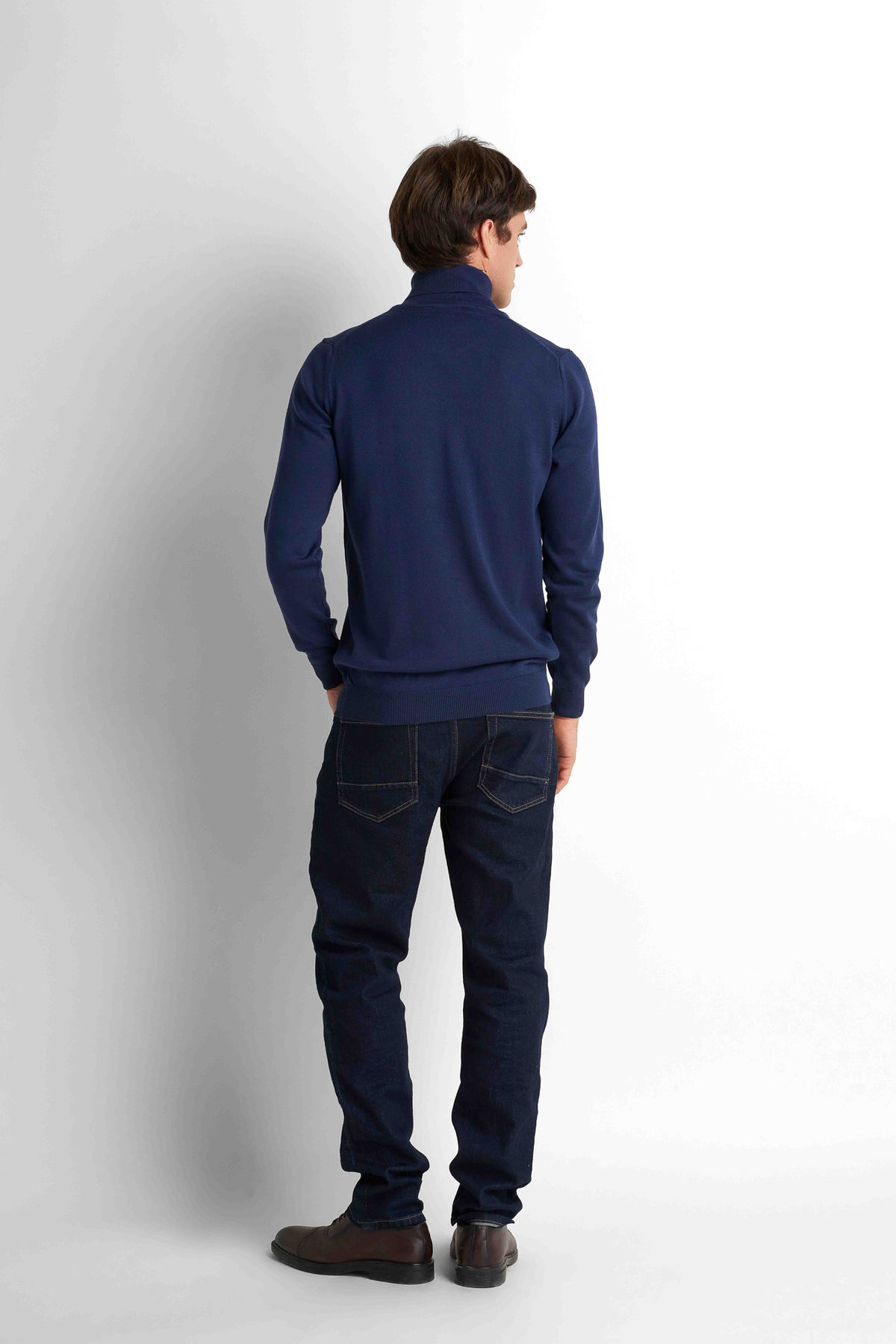 Turtleneck Knit Pullover - Navy