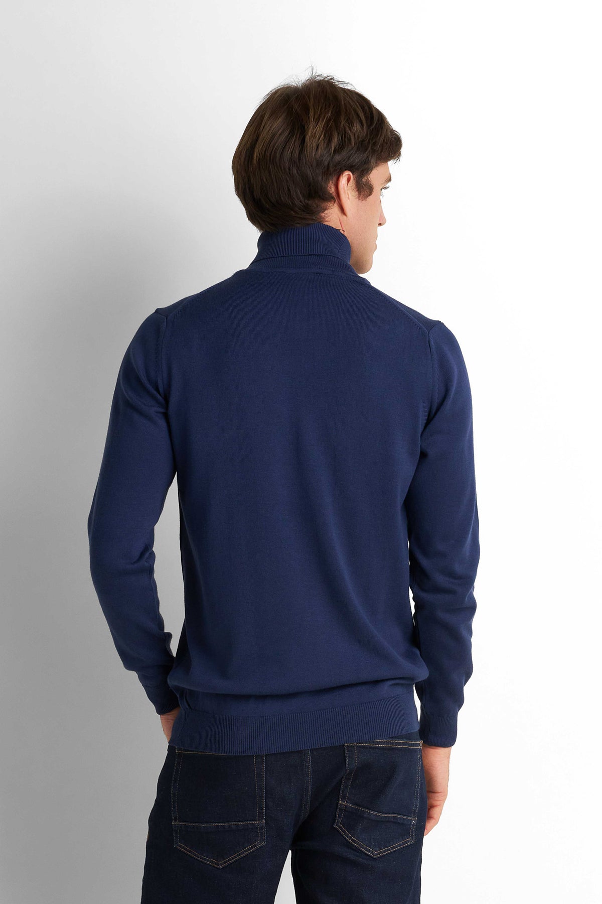 Turtleneck Knit Pullover - Navy