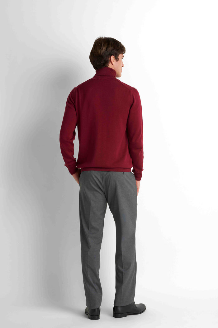 Turtleneck Knit Pullover - Burgundy