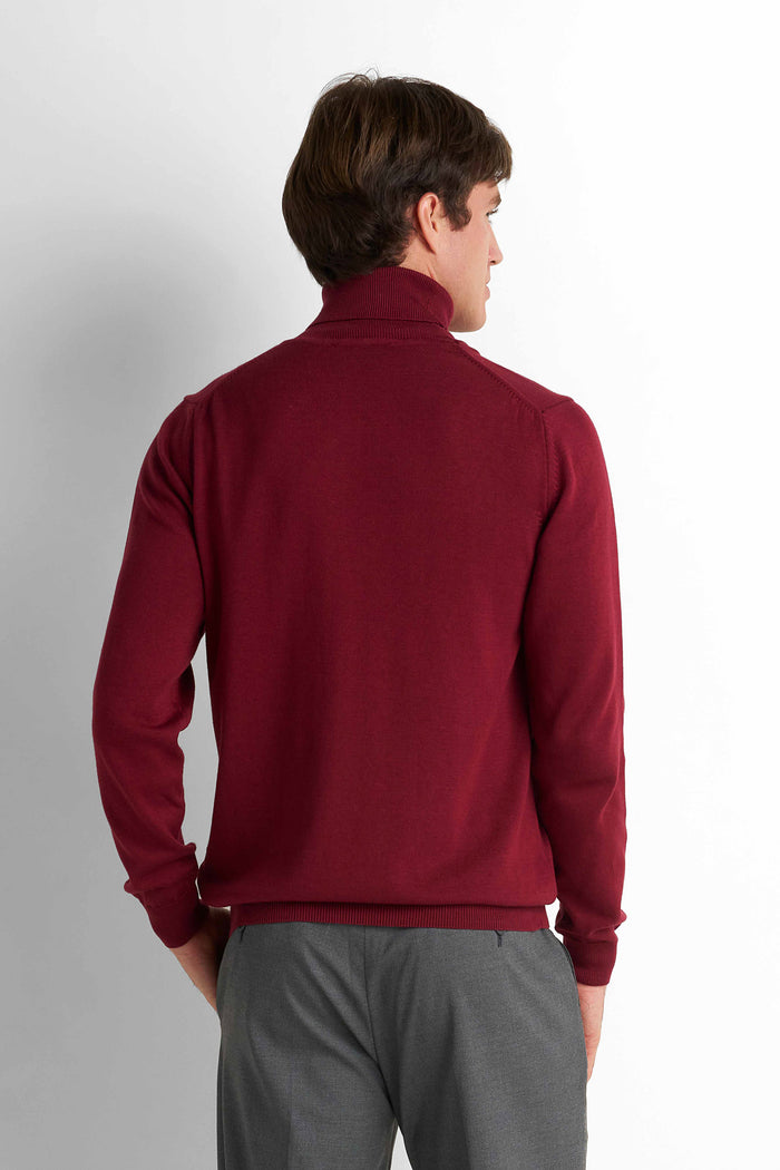 Turtleneck Knit Pullover - Burgundy