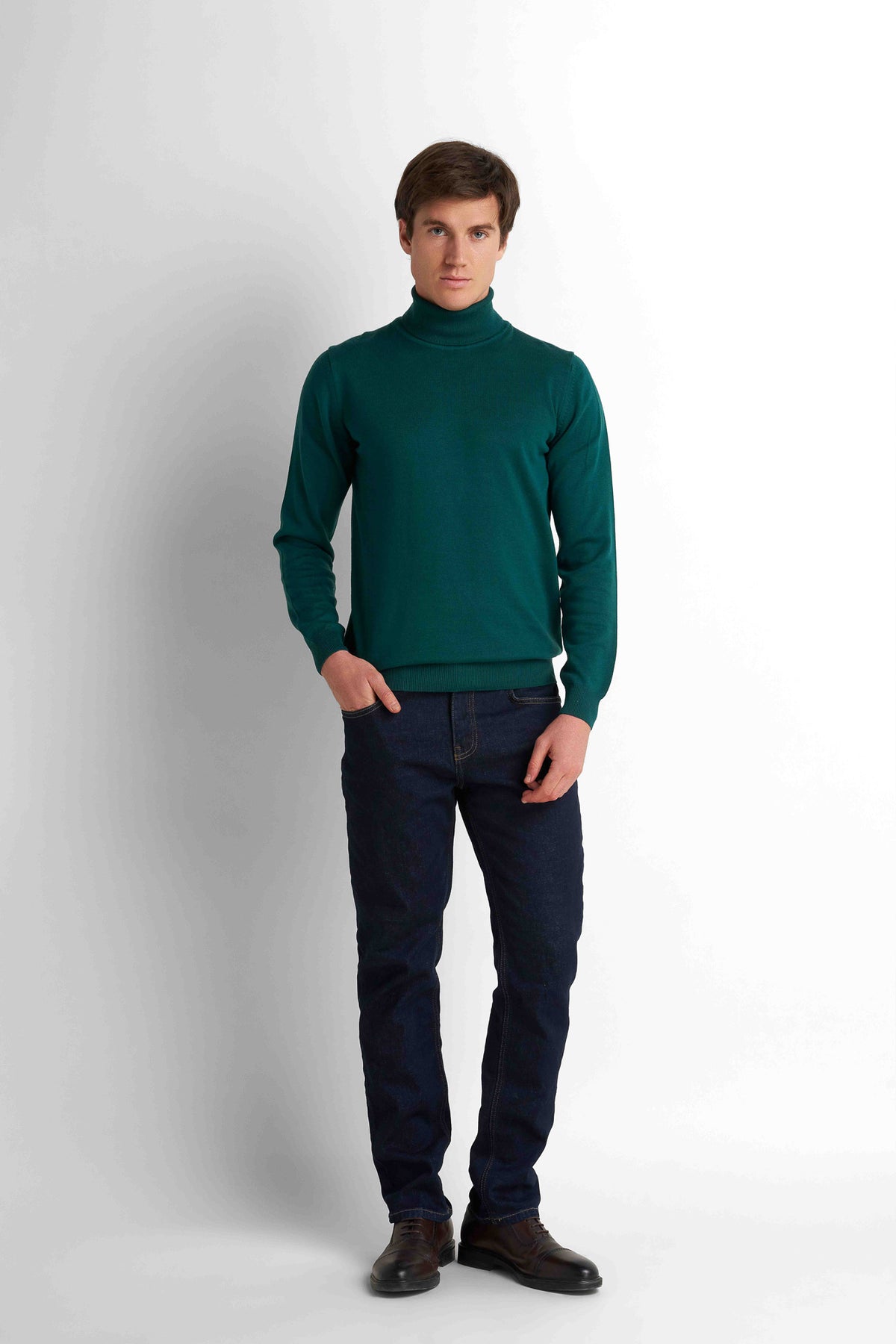 Turtleneck Knit Pullover - Teal