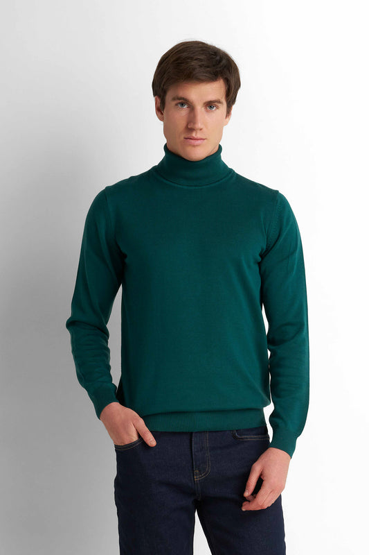 Turtleneck Knit Pullover - Teal