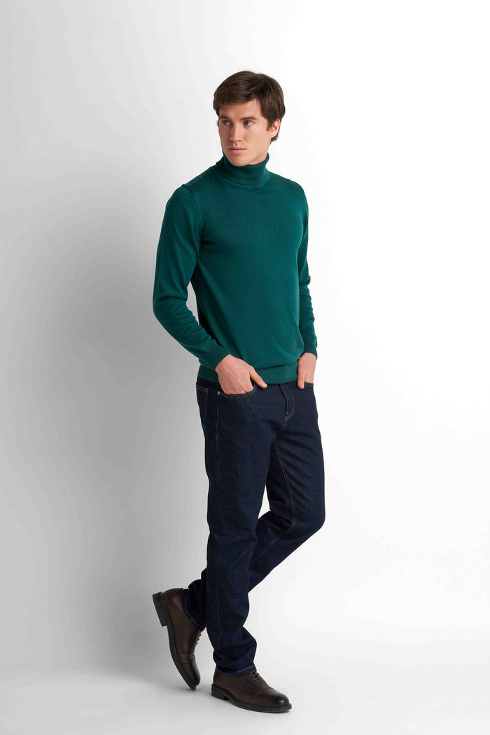 Turtleneck Knit Pullover - Teal