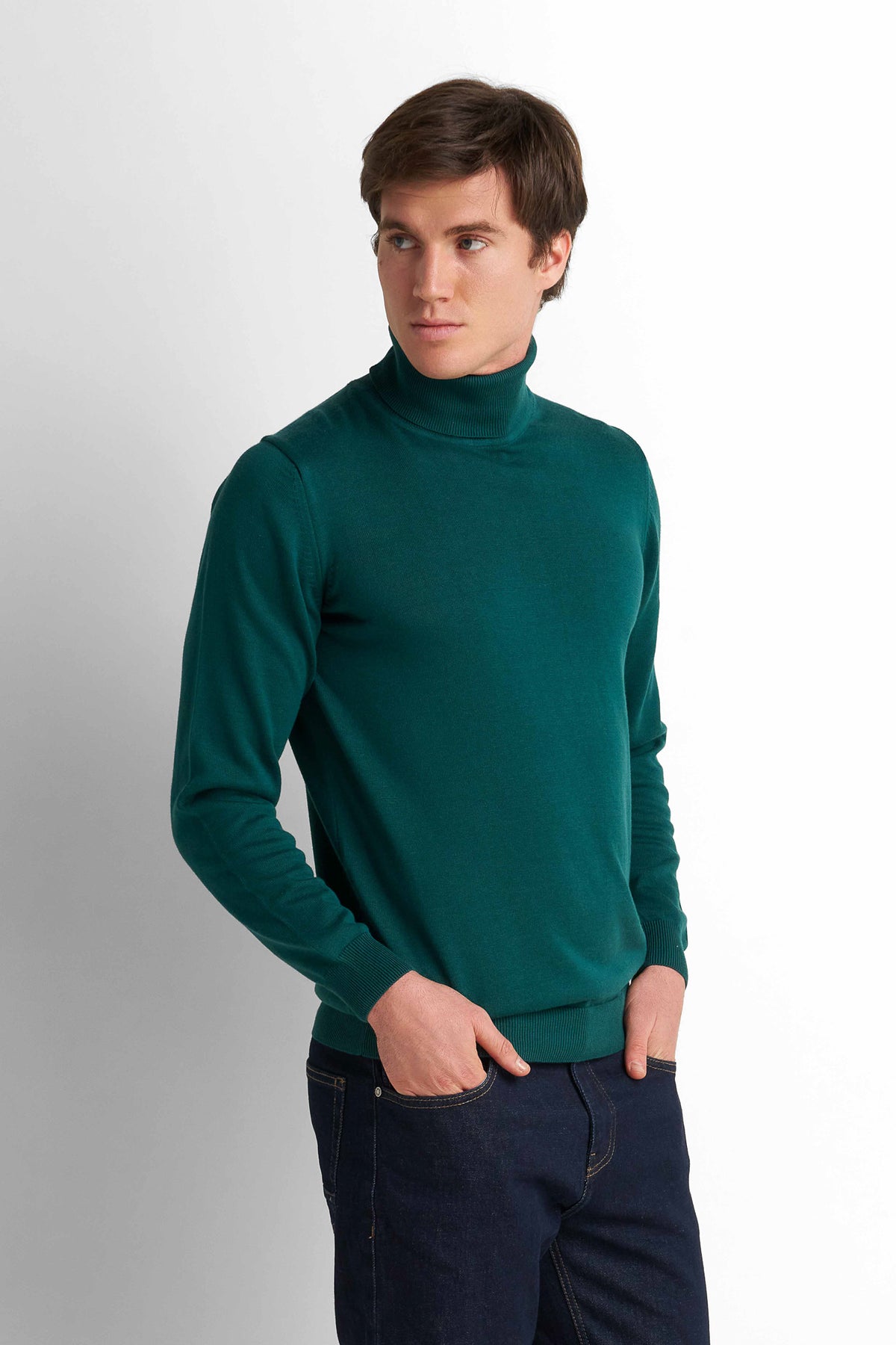 Turtleneck Knit Pullover - Teal