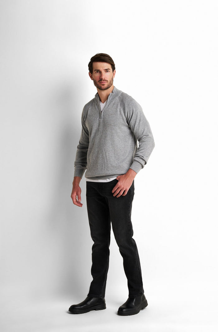 Zip-Front Collared Pullover
