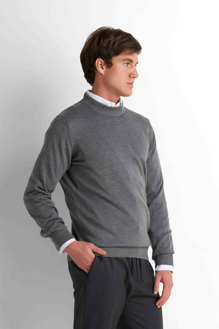 Mock-Neck Pullover - Charcoal