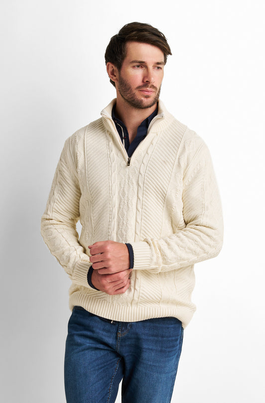Cable-Knit Zip-Front Pullover