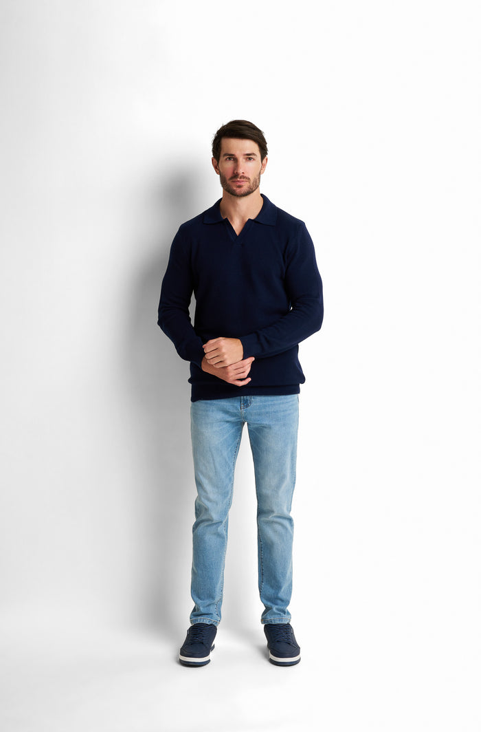 V-Neck Collared Pullover