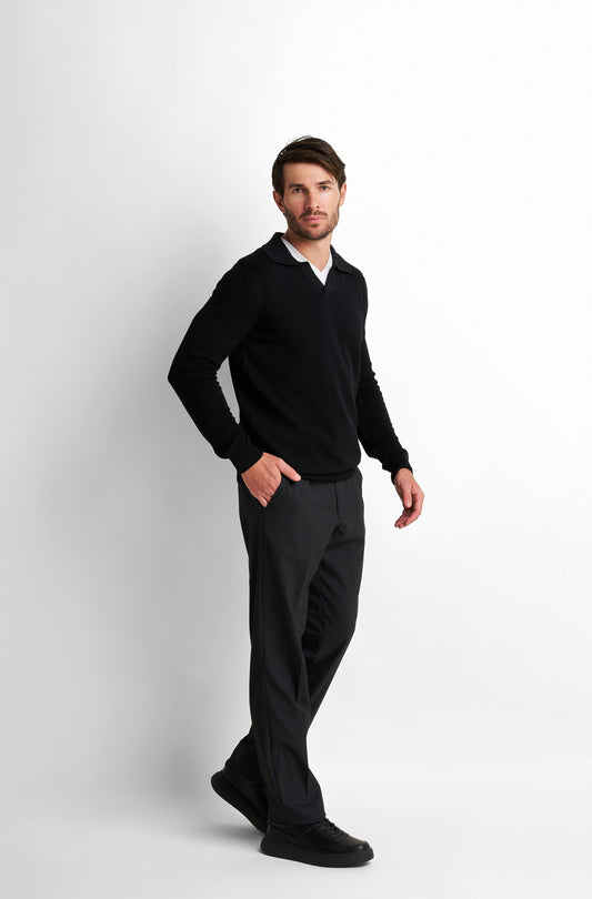 V-Neck Collared Pullover