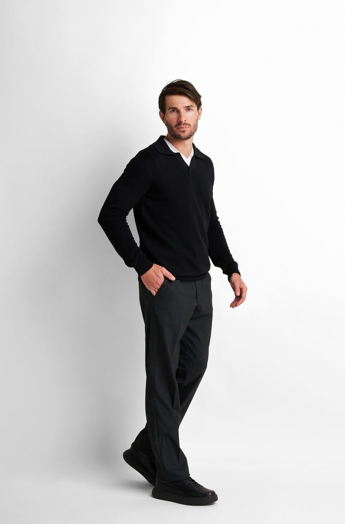 V-Neck Collared Pullover