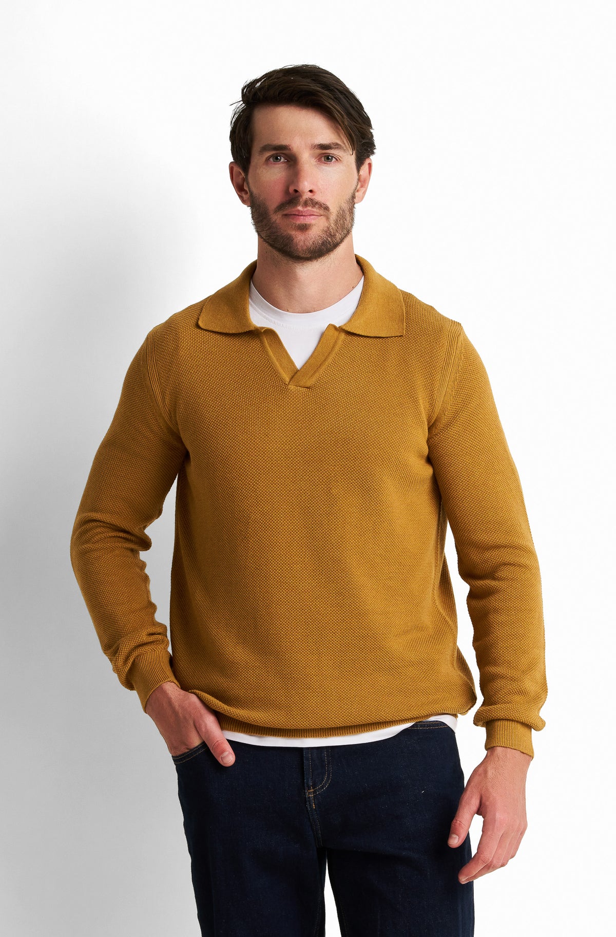 V-Neck Collared Pullover