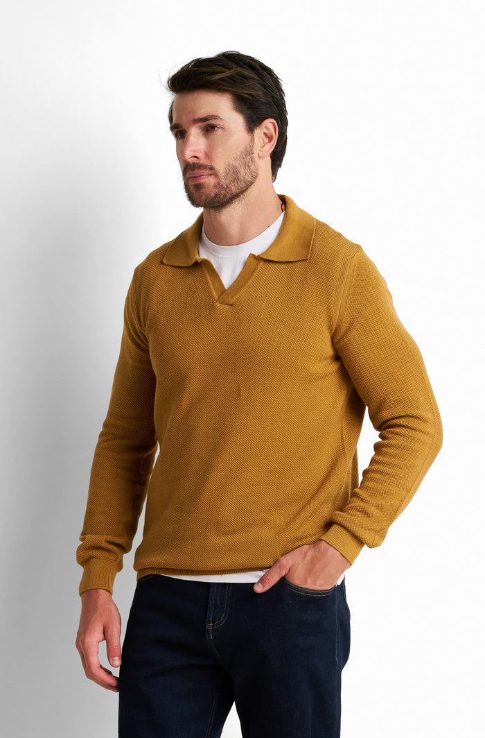 V-Neck Collared Pullover