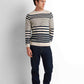 Striped Crew Neck Pullover - Light Beige