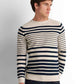 Striped Crew Neck Pullover - Light Beige