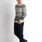 Striped Crew Neck Pullover - Light Beige