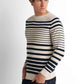 Striped Crew Neck Pullover - Light Beige