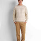 Textured Crew Neck Pullover - Light Beige